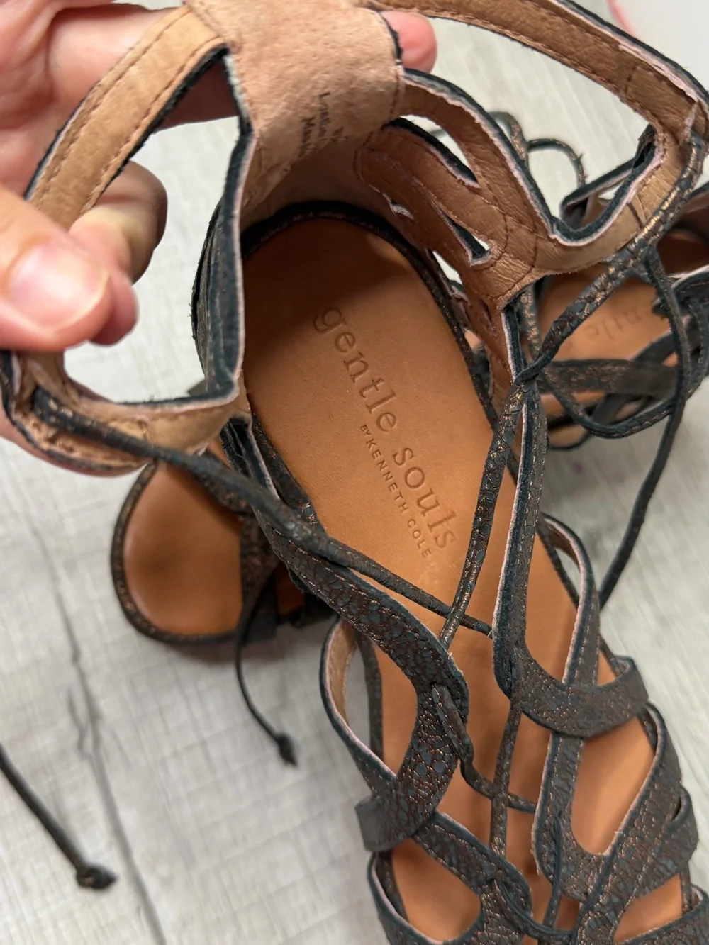 Women’s Black Lace-Up Wedge Sandals